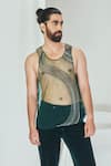 Buy_Nirmooha_Green Net Cording Detail Tank T-shirt _Online_at_Aza_Fashions