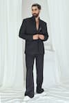 Nirmooha_Black Suiting Plain Solid Flared Pant _Online_at_Aza_Fashions