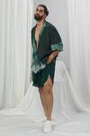 Buy_Nirmooha_Emerald Green Crepe Plain Solid Shorts _Online_at_Aza_Fashions