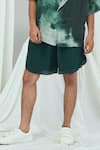 Nirmooha_Emerald Green Crepe Plain Solid Shorts _at_Aza_Fashions