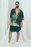 Buy_Nirmooha_Emerald Green Crepe Plain Solid Shorts 