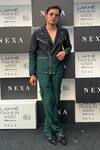 Nirmooha_Emerald Green Crepe Plain Ombre Biker Jacket _at_Aza_Fashions