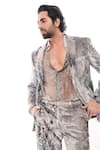 Buy_Nirmooha_White Velvet Printed Forest Blazer 