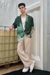 Nirmooha_Emerald Green Crepe Printed Bloch Hawaiian Shirt _at_Aza_Fashions