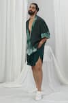 Buy_Nirmooha_Emerald Green Crepe Printed Bloch Hawaiian Shirt 