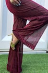 Buy_Nirmooha_Red Polyester Metallic Flared Pant _Online_at_Aza_Fashions
