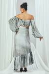 Shop_Nirmooha_White Crepe Printed Forest Straight Off Shoulder Top _at_Aza_Fashions