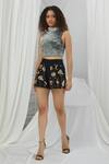 Buy_Nirmooha_White Crepe Printed Forest High Neck Top _Online_at_Aza_Fashions