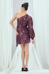 Shop_Nirmooha_Purple Sequin Embellished Asymmetric Neck One Shoulder Dress _at_Aza_Fashions