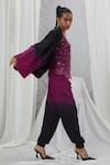 Buy_Nirmooha_Purple Crepe Plain Ombre Blazer _Online_at_Aza_Fashions