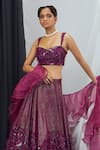 Buy_Nirmooha_Purple Lurex Hand Embroidery Swirl Sweetheart Neck Lehenga Set _Online_at_Aza_Fashions