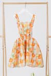 Buy_Rang by Lespetits_Multi Color Linen Printed Striped And Orange Fruit Dungaree _at_Aza_Fashions