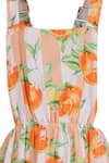 Rang by Lespetits_Multi Color Linen Printed Striped And Orange Fruit Dungaree _Online_at_Aza_Fashions