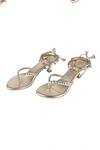 Shop Preet Kaur Gold Metallic Thread Studs Embellished Tie-up Heels Online at Aza Fashions Shop_Preet Kaur_Gold Metallic Thread Studs Embellished Tie-up Heels_Online_at_Aza_Fashions