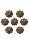 Cosa Nostraa Gold Ark Peace Carved Buttons - Set 7 Online at Aza Fashions Cosa Nostraa_Gold Ark Peace Carved Buttons - Set 7 _Online_at_Aza_Fashions