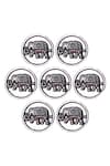 Cosa Nostraa Silver Royal Elephant Carved Buttons - Set Of 7 Online at Aza Fashions Cosa Nostraa_Silver Royal Elephant Carved Buttons - Set Of 7 _Online_at_Aza_Fashions