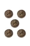 Cosa Nostraa Gold Nobel King Buttons - Set Of 5 Online at Aza Fashions Cosa Nostraa_Gold Nobel King Buttons - Set Of 5 _Online_at_Aza_Fashions