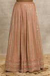 Shop_Alaya Advani_Brown Blouse Raw Silk Embroidery Mirror Notched Stripe Lehenga Set _Online_at_Aza_Fashions