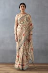 Torani_Beige Handwoven Chanderi Printed Badami Mulmul Saree With Blouse _Online_at_Aza_Fashions