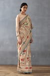Buy_Torani_Beige Handwoven Chanderi Printed Badami Mulmul Saree With Blouse _Online_at_Aza_Fashions