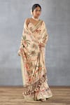 Buy_Torani_Beige Handwoven Chanderi Printed Badami Mridhini Saree With Blouse  _at_Aza_Fashions