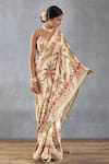 Buy_Torani_Beige Handwoven Chanderi Printed Badami Mridhini Saree With Blouse  _Online_at_Aza_Fashions