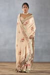 Shop_Torani_Beige Handwoven Chanderi Printed Badami Mridhini Saree With Blouse  