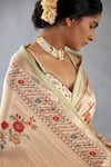 Torani_Beige Handwoven Chanderi Printed Badami Mridhini Saree With Blouse  _Online