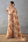 Torani_Beige Handwoven Chanderi Printed Badami Narmin Saree With Blouse _Online_at_Aza_Fashions
