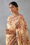 Buy_Torani_Beige Handwoven Chanderi Printed Badami Narmin Saree With Blouse _Online_at_Aza_Fashions