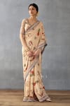 Buy_Torani_Beige Handwoven Chanderi Printed Badami Parnika Saree With Blouse _Online_at_Aza_Fashions