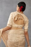 Shop_Torani_Beige Handwoven Chanderi Embroidered Mradu Pakhi Saree With Blouse _Online_at_Aza_Fashions