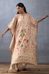 Torani_Beige Handwoven Chanderi Printed Digital Badami Amreek Kaftan  _Online_at_Aza_Fashions