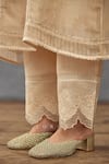 Shop_Torani_Beige , Silk Organza, Handloom Lace, Mradu Idaya Kurta Pant Set _Online_at_Aza_Fashions