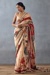 Buy_Torani_Beige Silk Organza Printed Digital Badami Mridhini Saree With Blouse  _at_Aza_Fashions