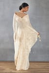 Buy_Torani_Beige Silk Organza Hand Mradu Damini Saree With Sleeveless Blouse  _Online_at_Aza_Fashions