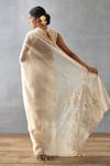 Shop_Torani_Beige Silk Organza Hand Mradu Damini Saree With Sleeveless Blouse  _at_Aza_Fashions