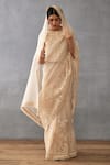 Buy_Torani_Beige Raw Silk Hand Embroidery Floral Mradu Dea Saree With Blouse  _Online_at_Aza_Fashions