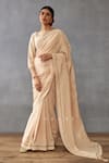 Torani_Beige Silk Organza Hand Mradu Aftaab Saree With Neck Blouse  _Online_at_Aza_Fashions