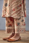 Torani_Beige Slub Silk Badami Abhidah Printed Kurta Pant Set_Online_at_Aza_Fashions