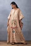 Buy_Torani_Beige Handwoven Chanderi Printed Digital Badami Amreek Kaftan  _at_Aza_Fashions