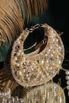 RICAMMO_Gold Embellished Pearl Half Moon Bag_Online_at_Aza_Fashions