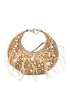 Buy_RICAMMO_Gold Embellished Pearl Half Moon Bag