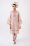 Buy_Avaasya Jaipur_Pink Linen Lace V Crochet Kurta And Pant Set  _Online_at_Aza_Fashions