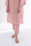 Buy_Avaasya Jaipur_Pink Upada Silk Embroidered Resham V Neck Kurta And Pant Set _Online_at_Aza_Fashions
