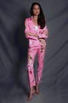 Buy_Seesa_Pink Linen Broken Flower Print Trouser _at_Aza_Fashions