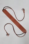 Buy_Swarang Designs_Brown Taweez Tassel Bordered Belt _at_Aza_Fashions