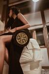 Swarang Designs_Black Ghoomar Circle Shaped Sling Bag_Online_at_Aza_Fashions