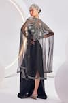 Shop_Divya Aggarwal_Black Blouse Eden Swirl Embroidered Cape Skirt Set_at_Aza_Fashions