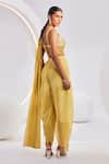 Shop_Divya Aggarwal_Yellow Saree Wrinkle Chiffon Embroidery Sequins Isla Concept With Corset_at_Aza_Fashions